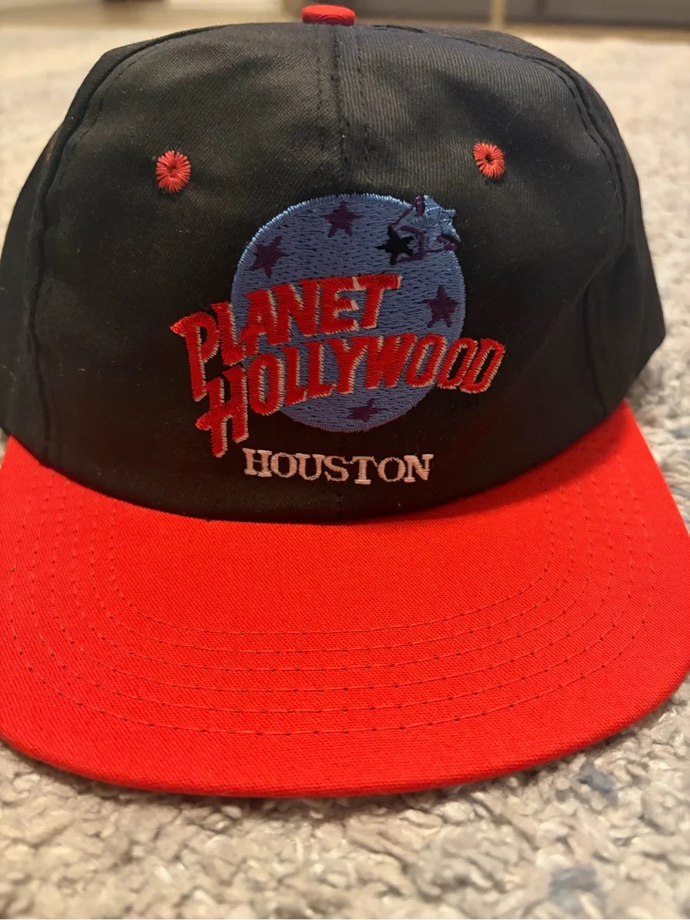 Vintage 90s Planet Hollywood Houston Snapback Hat Cap Made In USA Black Red